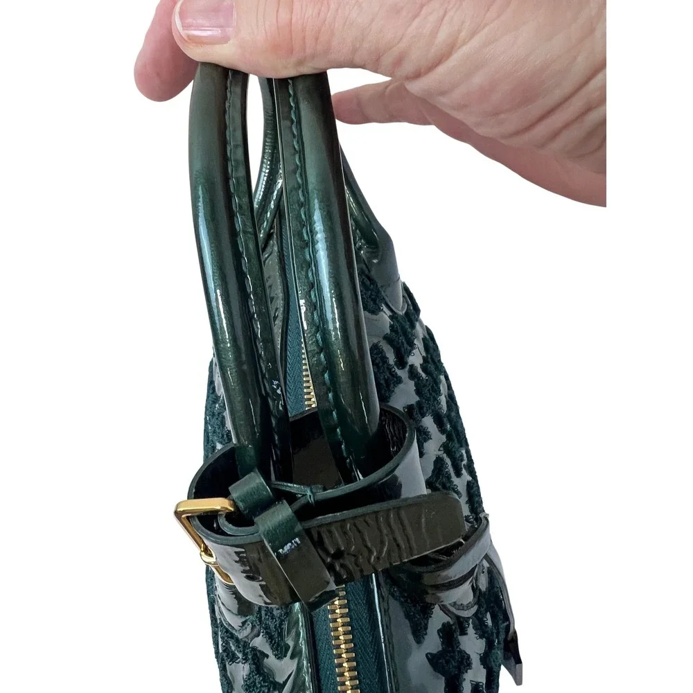 Louis Vuitton Lockit‎ MM Women Medium Green Excellent Monogram Tuile Patent Bag